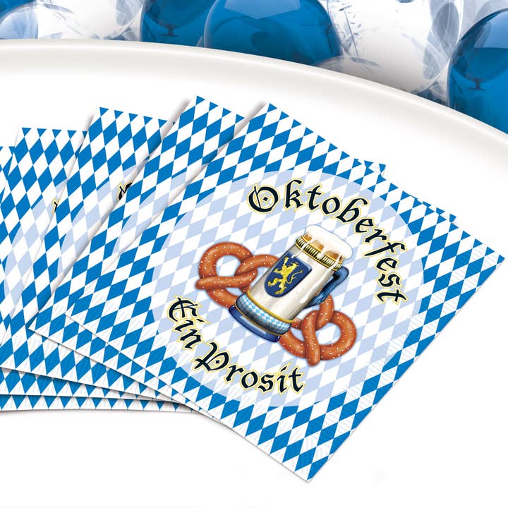 Beistle - Wholesale Disposable Napkin - Oktoberfest Beverage Bavarian 2-ply Napkins, 16/pkg6