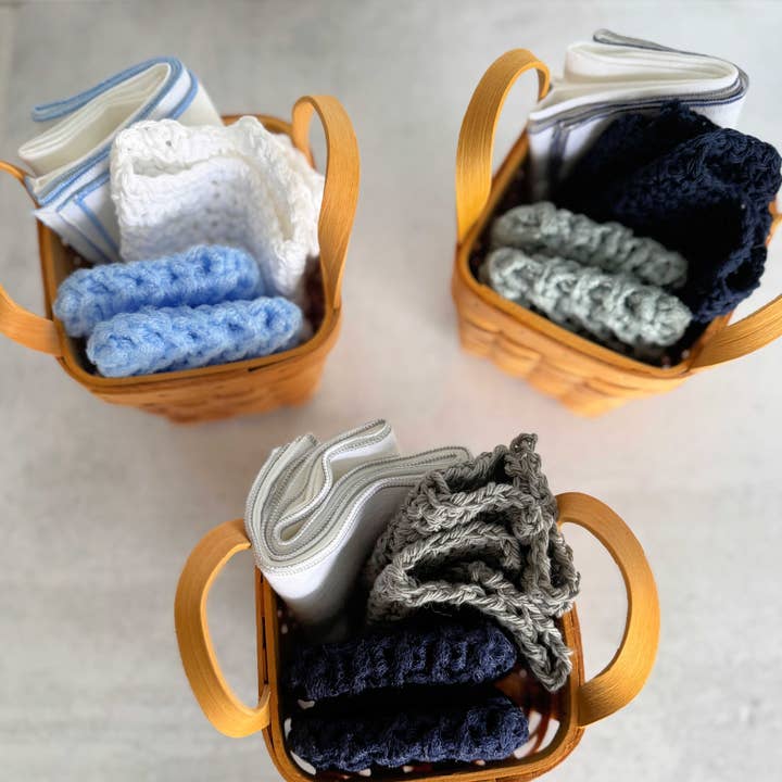 Dot and Army - Wholesale Cleaning Cloth - Cleaning Set in a Basket- four piece set