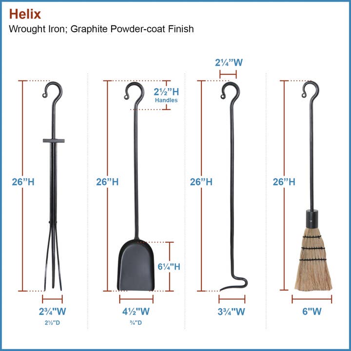ACHLA Designs - Wholesale Fireplace Screen - Helix Fireplace Tool Set1