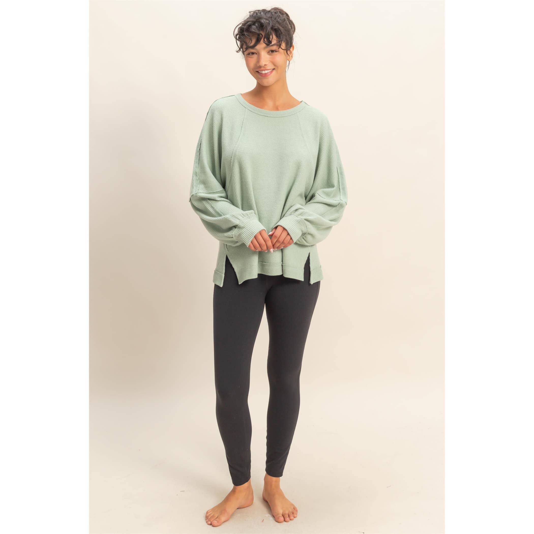 HYFVE - Vente Haut en maille – femme - Haut décontracté à manches longues en maille gaufrée brossée11