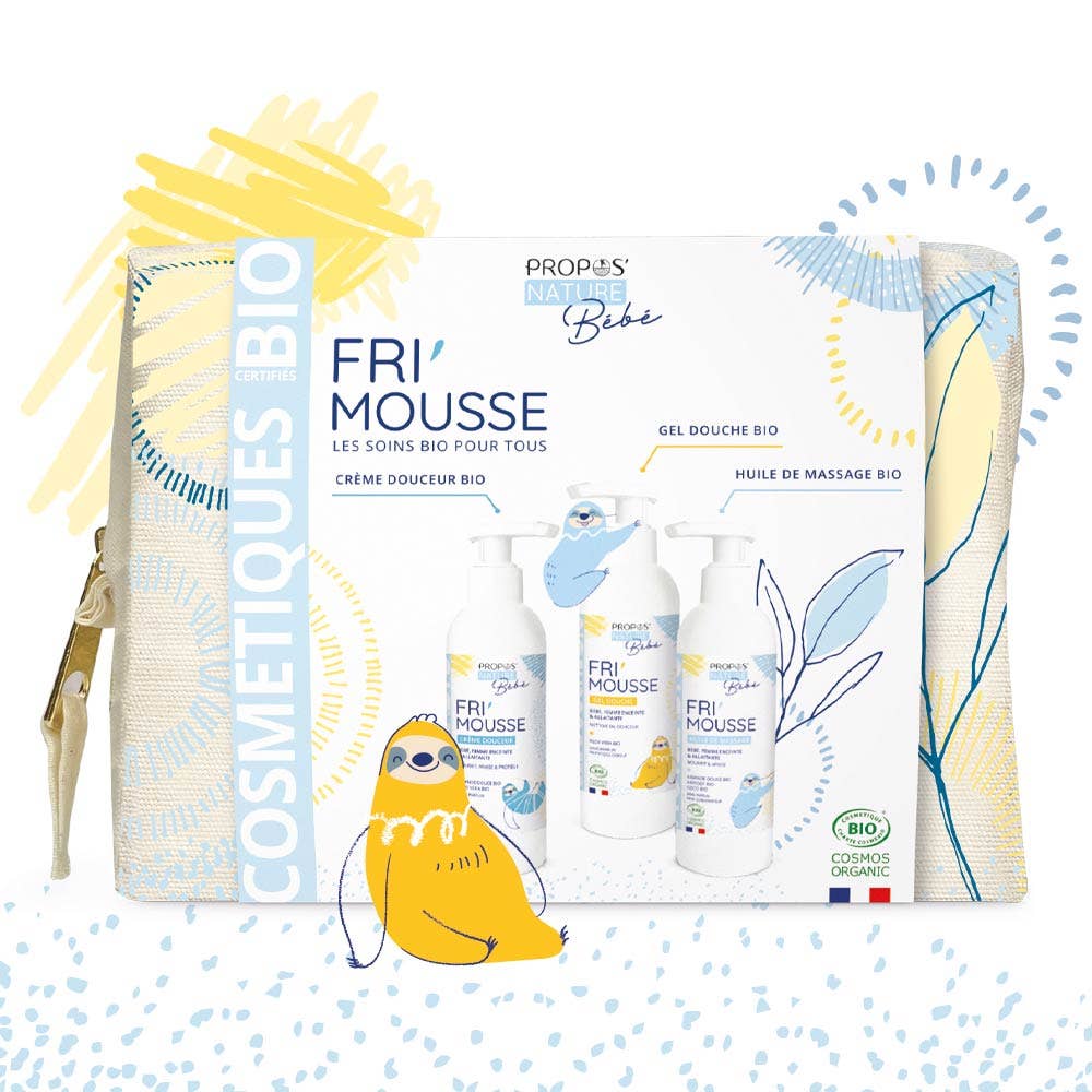 Propos'Nature - Vendita all'ingrosso Set bagno e corpo - Neonati - Astuccio Fri'mousse -3 Cure Bio Bebè - Regalo di Nascita1