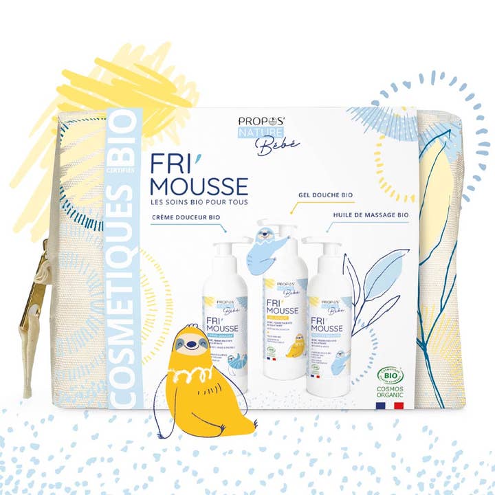 Propos'Nature - Vendita all'ingrosso Set bagno e corpo - Neonati - Astuccio Fri'mousse -3 Cure Bio Bebè - Regalo di Nascita1