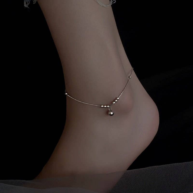 Perimade & Co. LLC - Wholesale Anklet - Dainty Gold Bell Charm Anklet in 925 Sterling Silver4