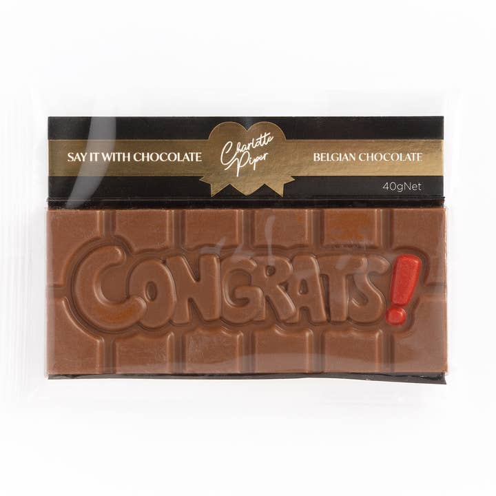 Congrats Chocolate Bar 40g Milk Chocolate(12) for wholesale by Charlotte Piper