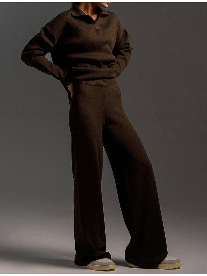 Katinki – wholesale Lounge set – Women's – Knitted Polo Shirt and Wide-Leg Pants Set11