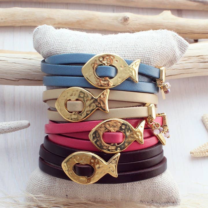 Leather Fish Bracelet for wholesale by Link & Love®