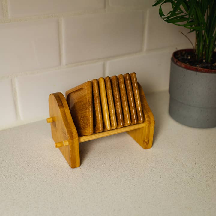 Japanese Style Tea - Bamboo Coaster Set for wholesale by Bamboo Switch