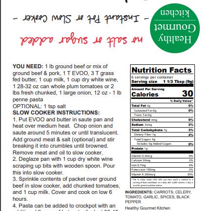 Healthy Gourmet Kitchen - Wholesale Dried Spice Mix - Bolognese Meal Starter Spice Mix2