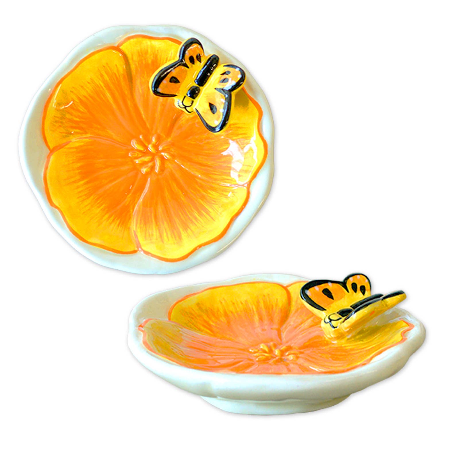 SF Mercantile - Wholesale Jewelry Dish - Golden Poppy Trinket Tray with Butterfly2