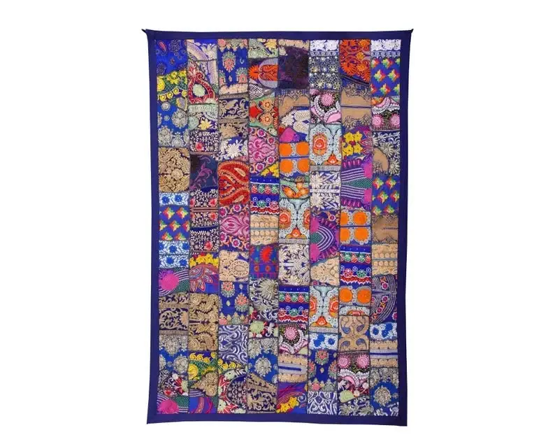 GYPSY STUDIO – Engroshandel Gardin – Lilla vægtæppe indisk patchwork vægophæng vintage6