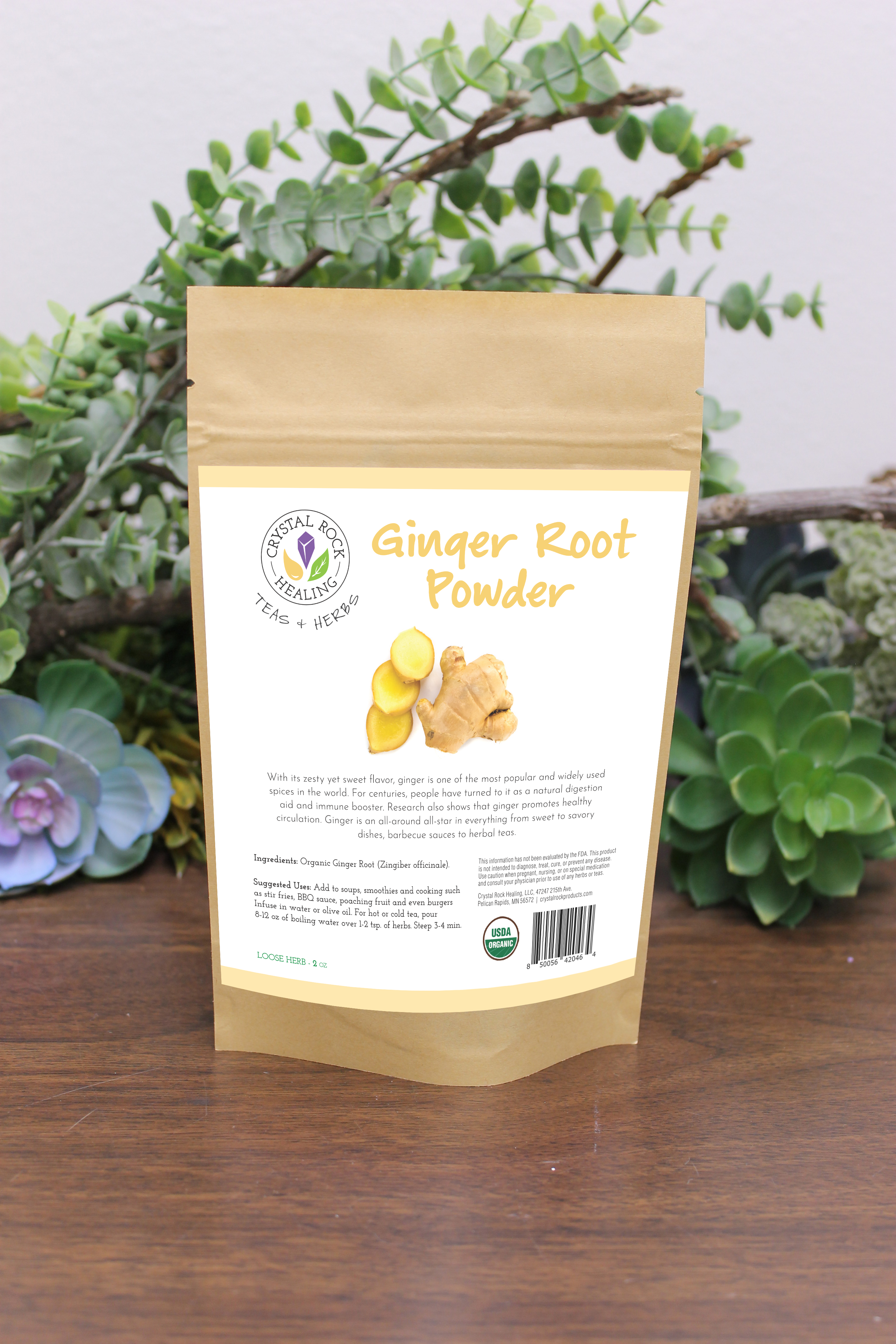Crystal Rock Healing, LLC - Wholesale Herbs - Ginger Root Powder 2oz Organic0