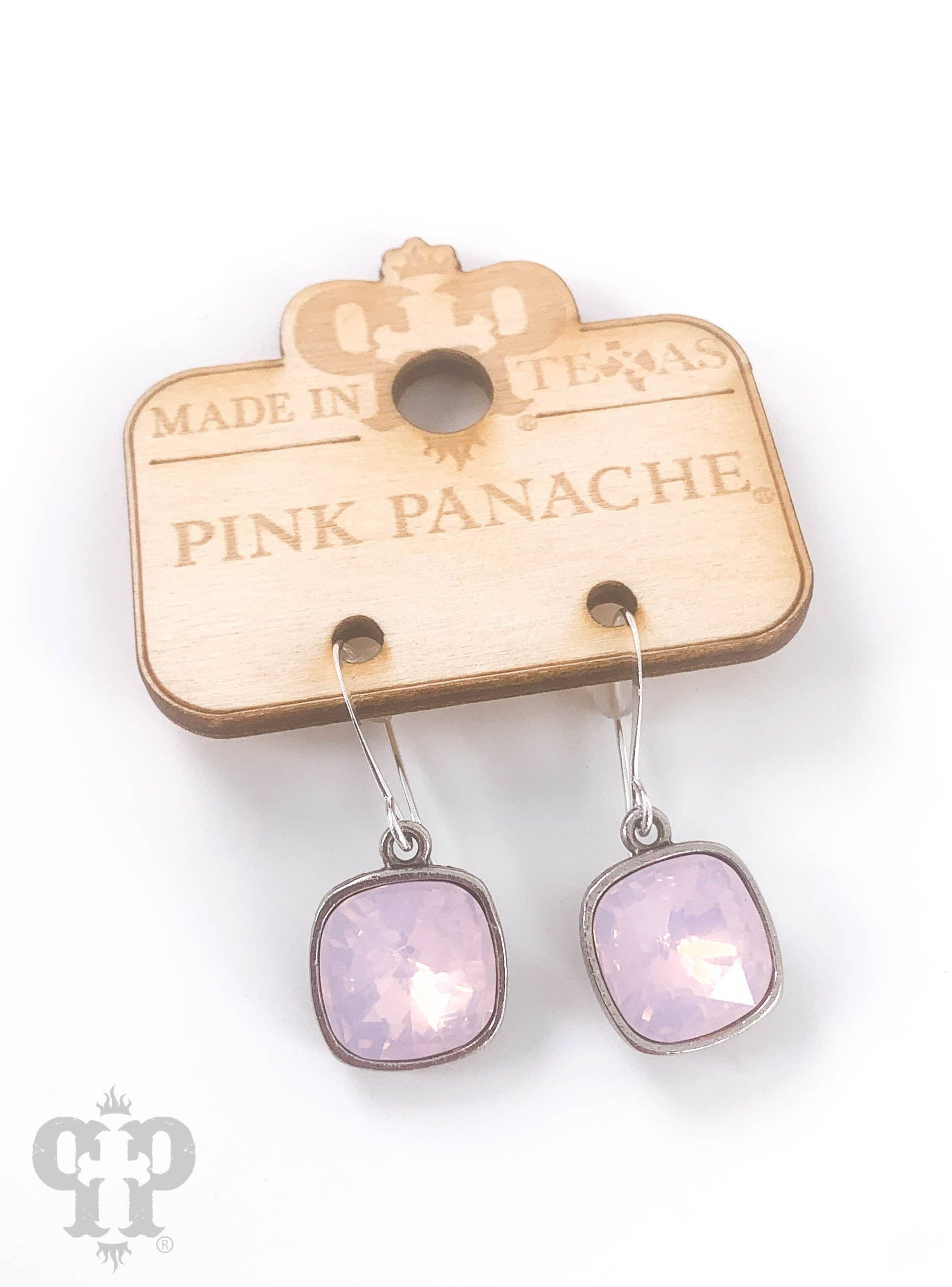 Pink Panache Brands - Wholesale Dangle Earrings - Austrian square crystal hook earring, 12mm3