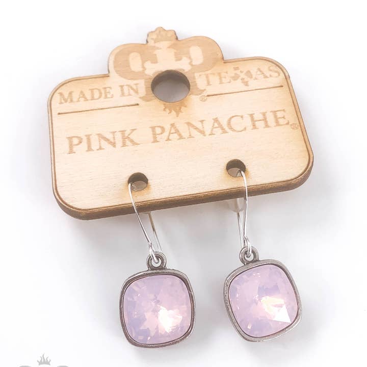 Pink Panache Brands - Wholesale Dangle Earrings - Austrian square crystal hook earring, 12mm3