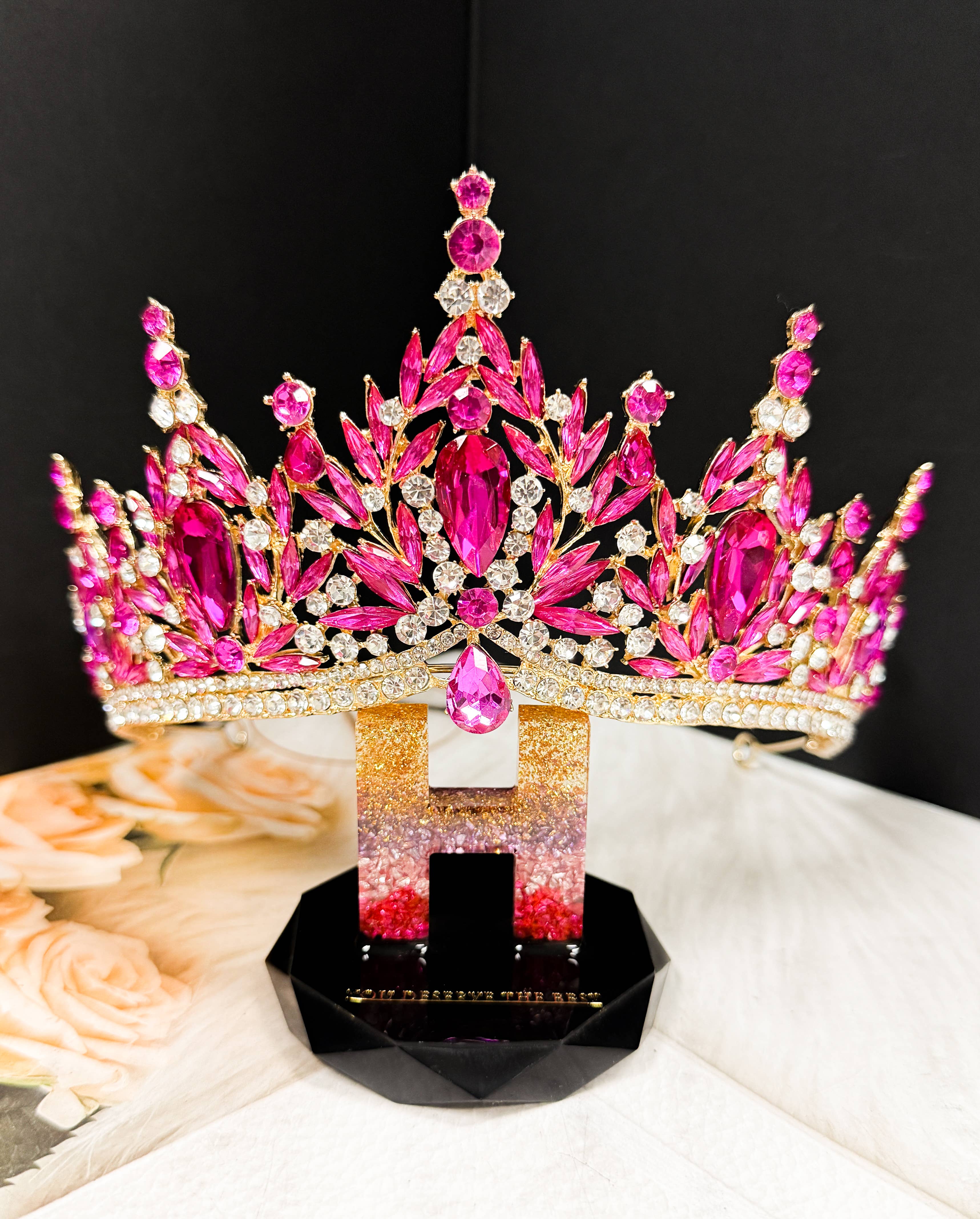 Happy Dream Gifts - Wholesale Tiara - Women's - Fuchsia Gemstone Crown, Gold Crystal Tiara, Homecoming Prom 7