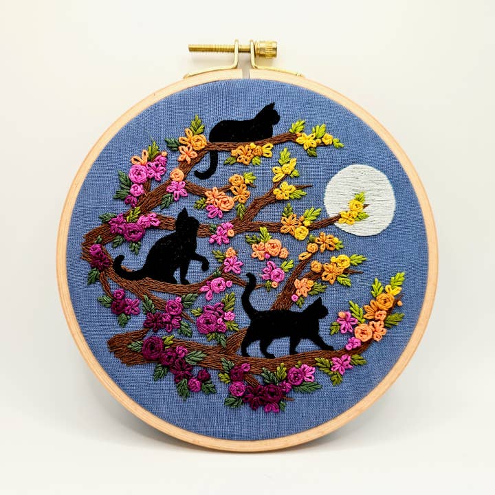 Jessica Long Embroidery - Wholesale Embroidery/Cross Stitch Supplies - Cats & Full Moon Embroidery Kit5