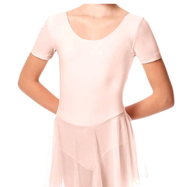 Young Dancer Skirted Ballet Dance Leotard - Ballet Pink for wholesale by Dancer.NYC