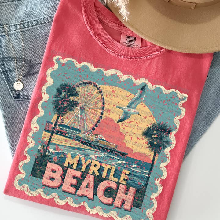 Flawless Transfers - Wholesale Sublimation Transfer - Myrtle Beach Vintage Stamp DTF Transfer