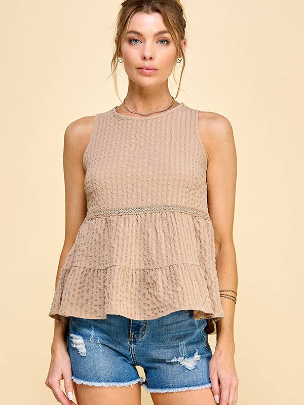 Heart & Hips - Wholesale Blouse - Women's - WK50480 - BABYDOLL TIER BUBLLE WOVEN TOP WITH TIE BACK17