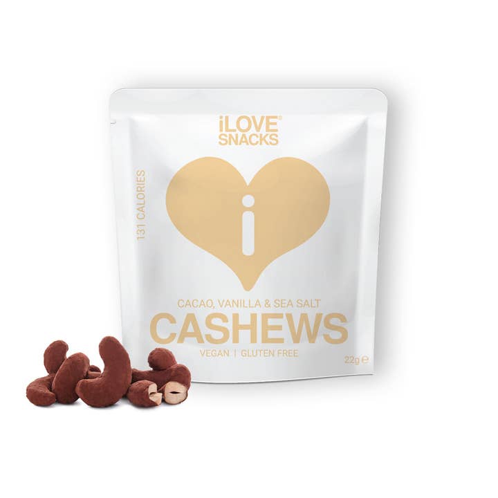 iLOVE SNACKS - Wholesale Nuts - Toasted Cashews Dusted in Cacao, Vanilla & Sea Salt, Vegan
