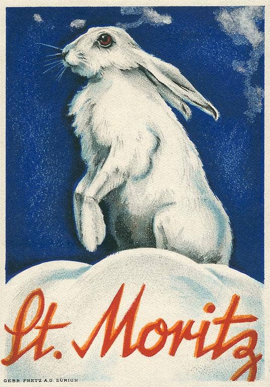 Found Image Press - Wholesale Stationery/Notecard Set - Greeting Card FG-365 Rabbit in Snow, St. Moritz0
