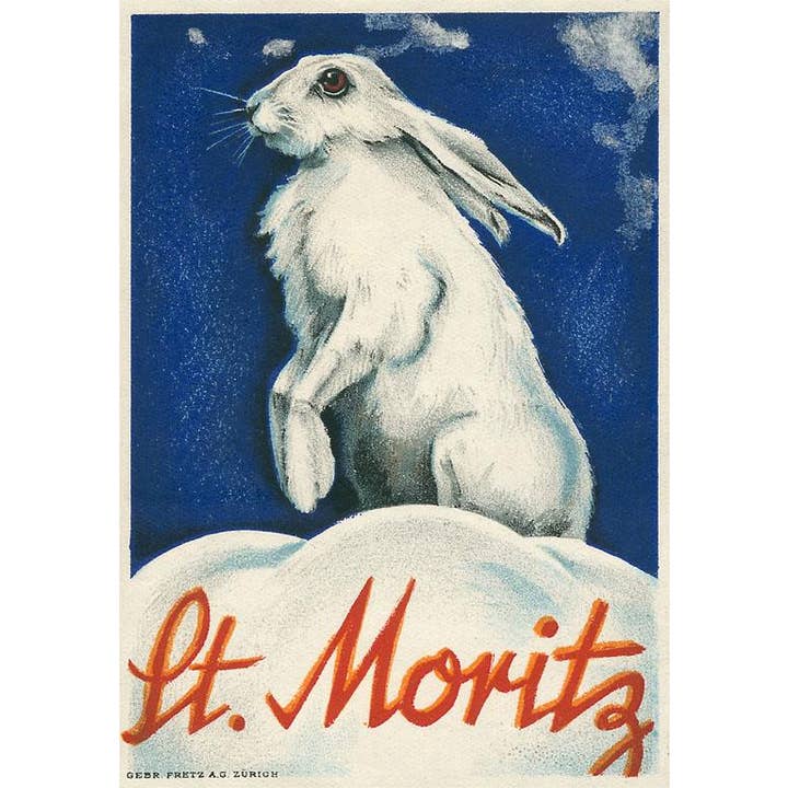 Found Image Press - Wholesale Stationery/Notecard Set - Greeting Card FG-365 Rabbit in Snow, St. Moritz