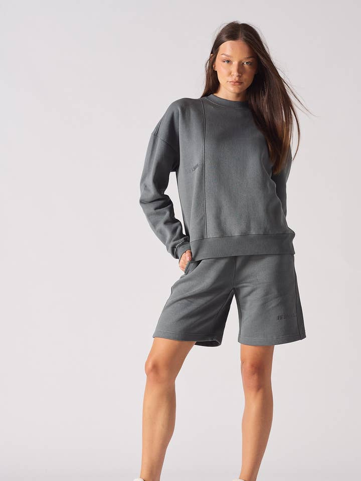 PULL RAS DU COU RÉGULIER - GRIS pour la vente par HERMAN & CO