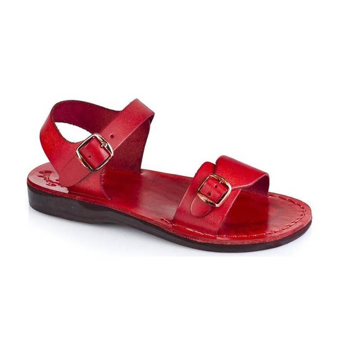 The Original - Leather Adjustable Strap Sandal | Red for wholesale by Jerusalem Sandals