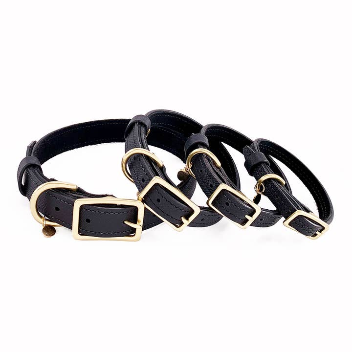 Collier pour chien en cuir noir pour la vente par Poppy and Payson
