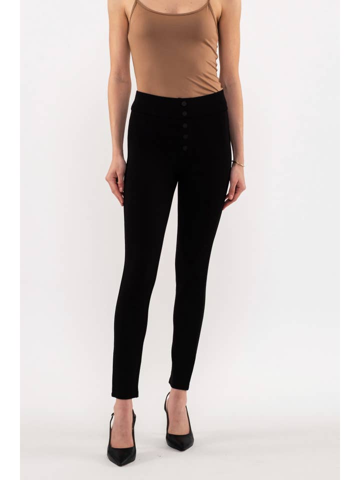 BLACK BUTTON DETAIL JEGGINGS for wholesale on Faire