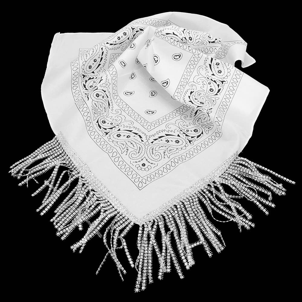 Sensibling Corp. – wholesale Scarf – Women's – Rhinestone Like Fringe Cowgirl Bandana Scarf5