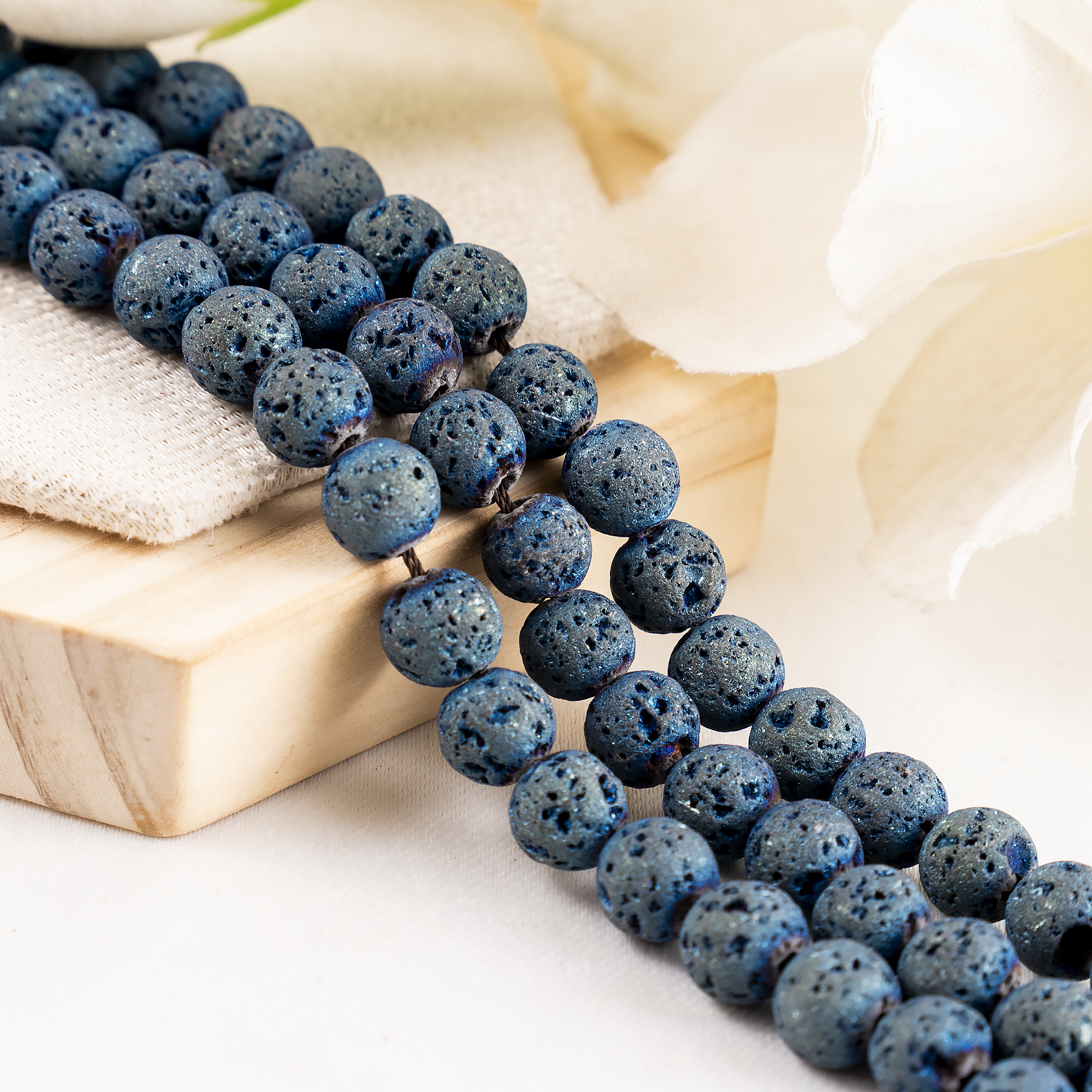 Soothing Crystals Beads - Wholesale Beads - Round Volcanic Stone Beads | Blue Lava | Gemstone Rock Beads9