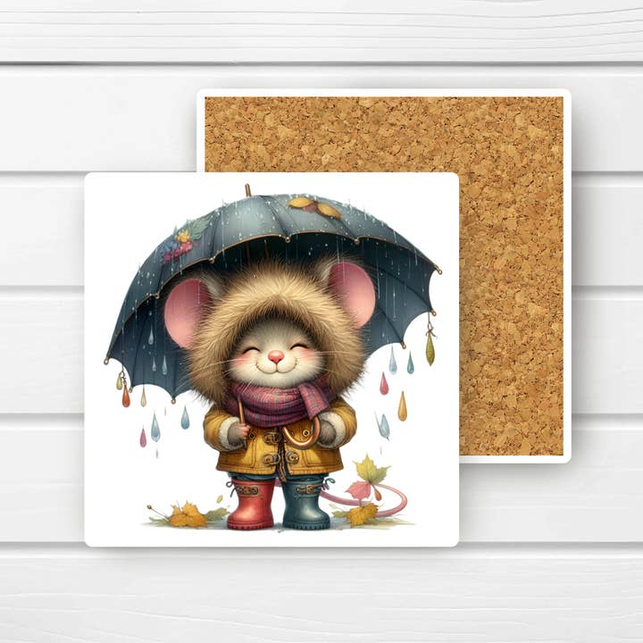 Fernville Creations - Wholesale Coasters - Adorable Mouse Square Ceramic Coaster, Fun Home Decor (3/8)