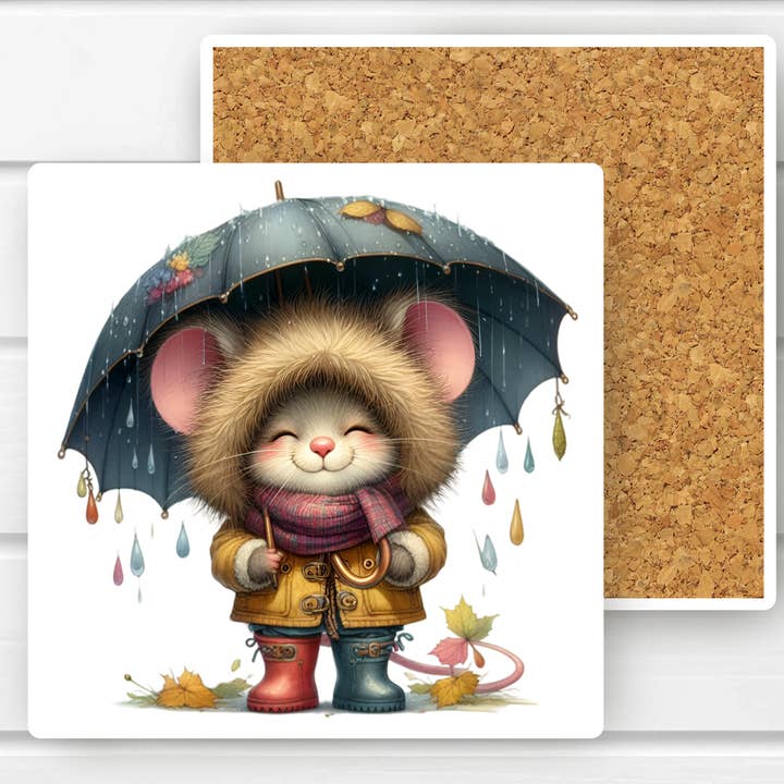 Adorable Mouse Square Ceramic Coaster, Fun Home Decor (3/8) for wholesale by Fernville Creations