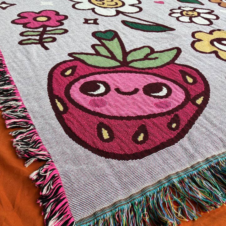 Wokeface - Wholesale Throw Blanket - Blanket - Strawbebby Strawberry Berry Rainbow Flower Cute2