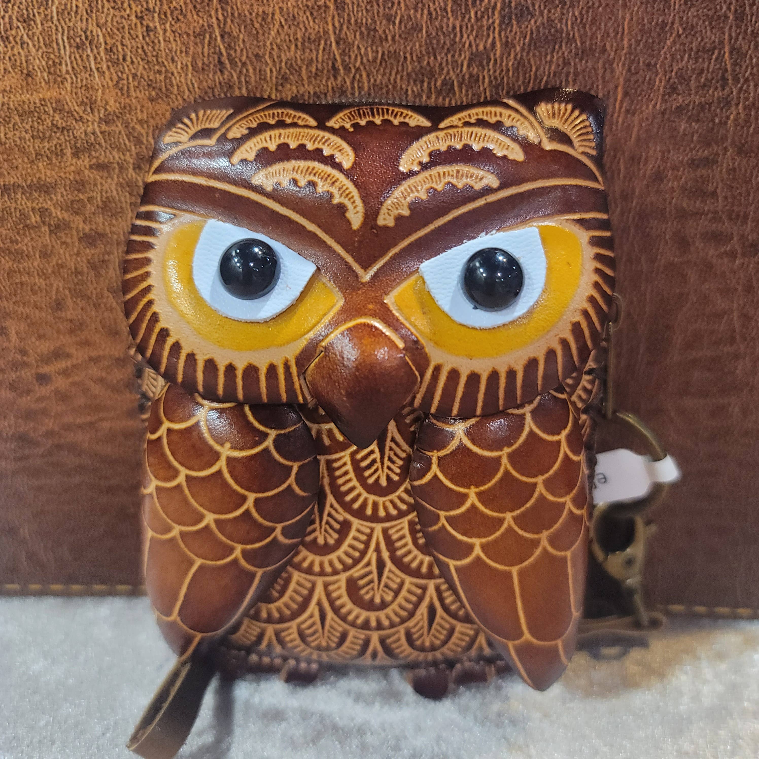 Sunflower Handmade leather inc - Wholesale Wristlet - Leather Owl Wristlet coin purse wallet2