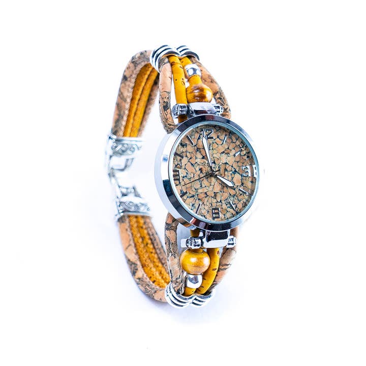 Meninas Bonitas Cork – wholesale Woven/braided bracelet – Colored Cork Threads and Ceramic Beads Handmade watch WA-449