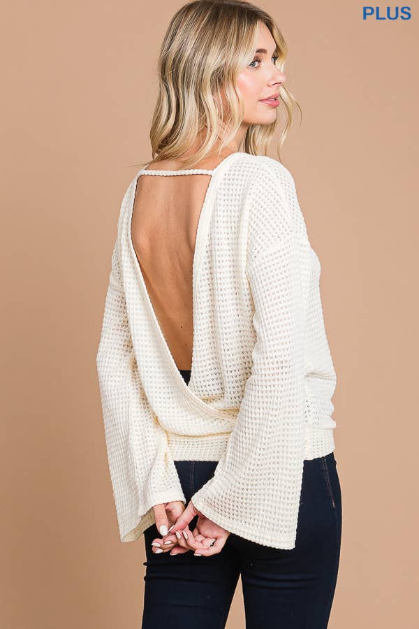 Culture Code - Wholesale Knit Top - Women's - CHT1824LX - SURPLICE BACK DETAIL BELL SLV TOP16