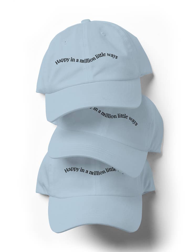 Chapeau brodé Happy Million Ways pour la vente par Amber Christi Design