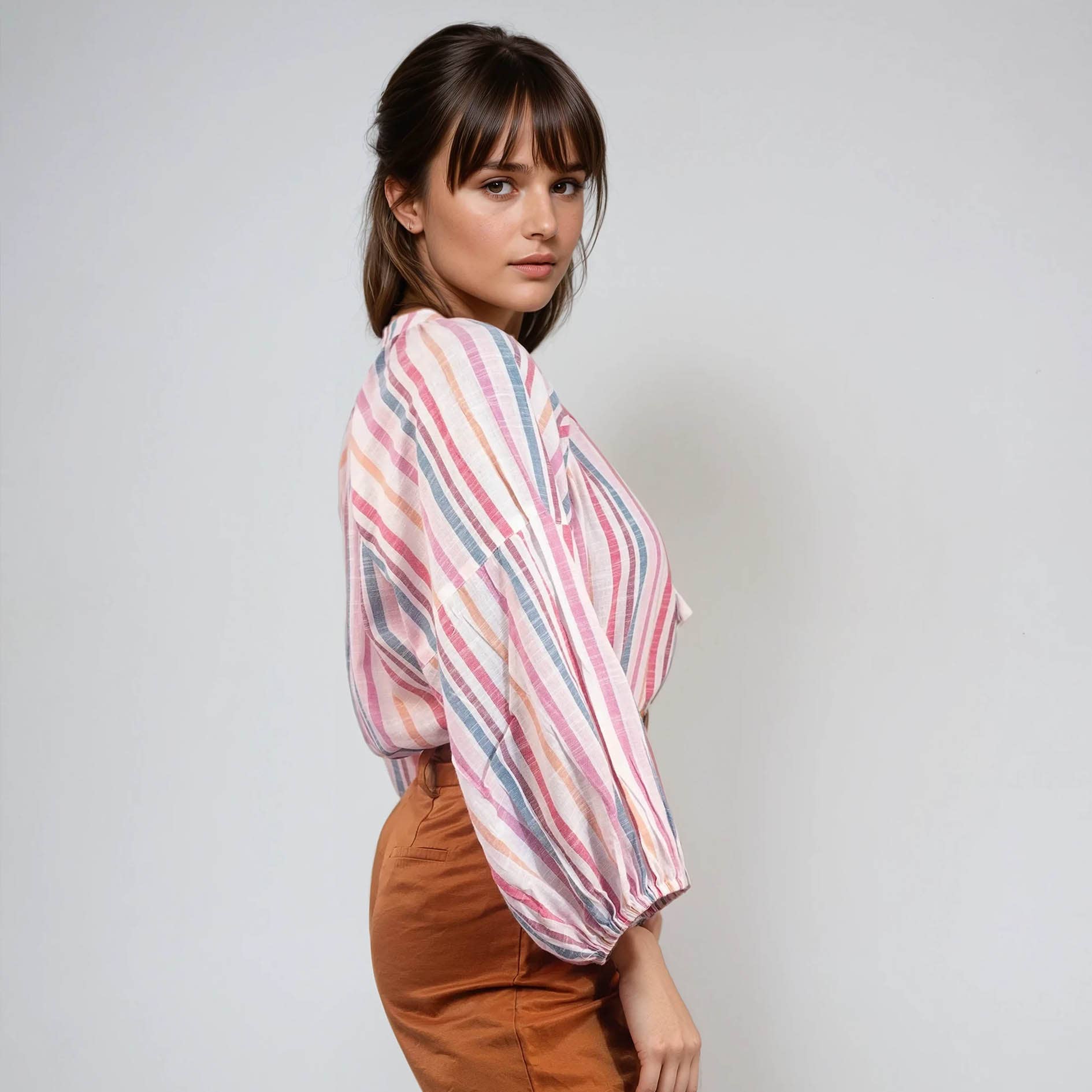 NO-B - Vendita all'ingrosso Camicetta - Donna - Blusa a righe bohemien Akola-21