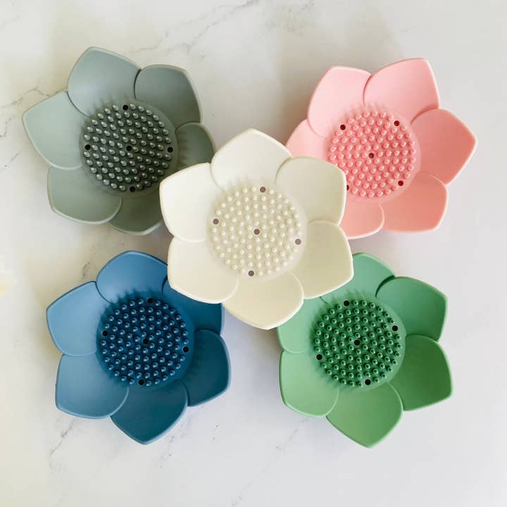 Tammi Home Body & Bath - Wholesale Bath soap dish - TranquilBlossom Silicone Soap Holder - Soap Dish of Morandi Elegance with Water Drainage - Alpine White3