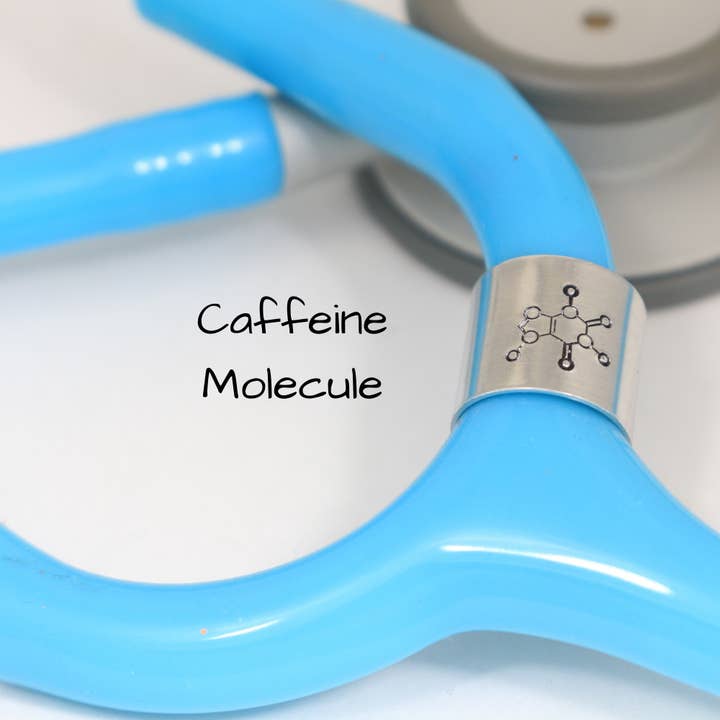 Caffeine Molecule Stethoscope Charm & ID Ring Gift for wholesale by The Silver Diva