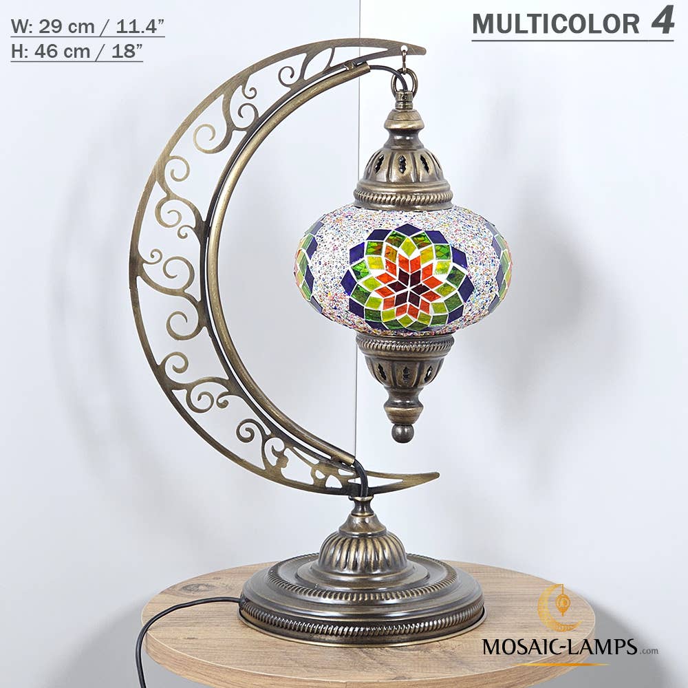 Mosaic Lamps - Wholesale Accent/Desk Lamp - 10+ Colors - Moroccan Moon Table Lamp, Arc, Murano Crescent32