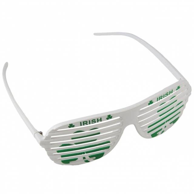 Private Island Party – wholesale Sunglasses – Unisex – 12 Pack Irish Shutter Shades White/ Green Print 11660