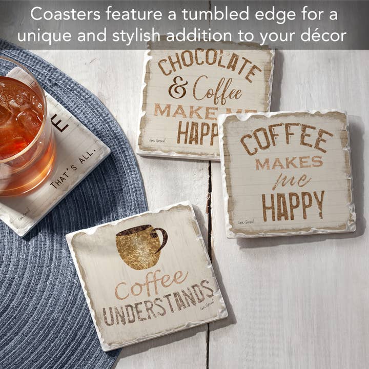 CounterArt/Highland Home/Thirstystone - Vente Sous-verre - Ensemble de 4 sous-verres à motifs assortis « Chocolate & Coffee »1