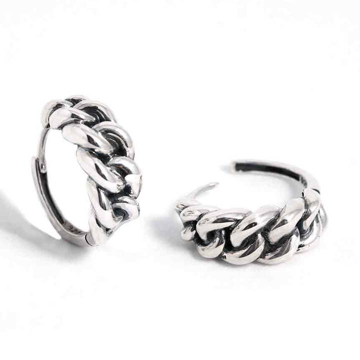 Sterling Silver Graduated Chain Huggie Hoops 17mm for wholesale by Nina Designs