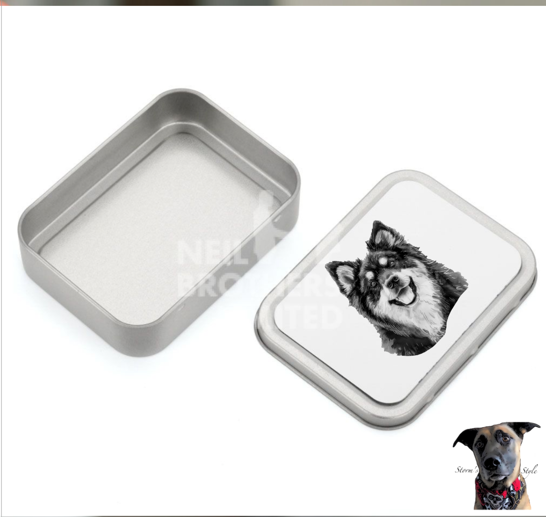 Storms Style - Vente Bocal à friandises – chien - Boîte à friandises en métal pour petit chien noir et gris - de nombreuses races22