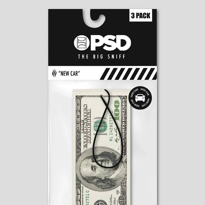 PSD 100 Dollar Bill Car Freshener - 3 Pack and other Purchase Wholesale branded toy. Free Returns & Net 60 Terms on Faire trending on Faire.