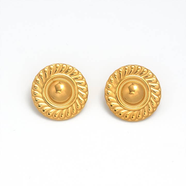 Gold Classic Stainless Steel or Silver Statement Studs Earring-00035 Earring-00036 for wholesale by Simply Jewels