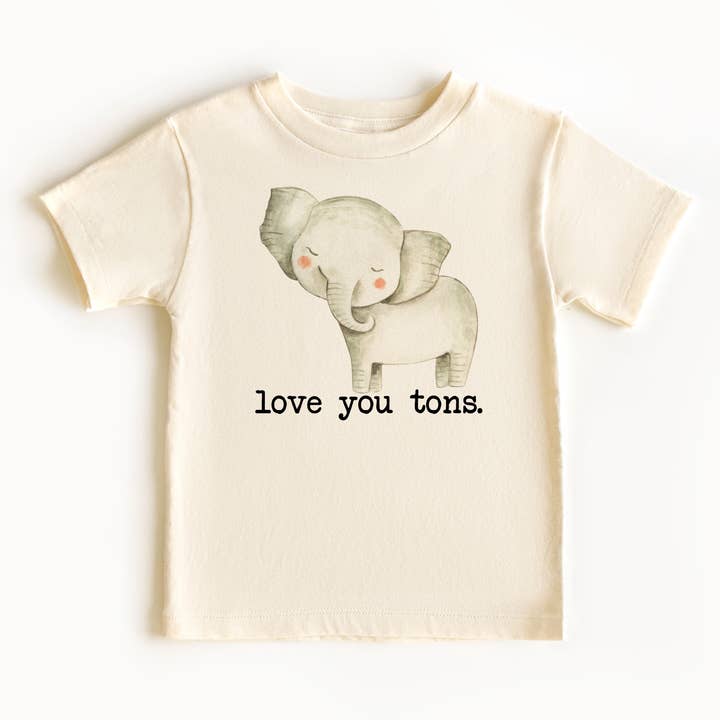 Camiseta Love you Tons Elephant de color natural para niños pequeños para venta al por mayor de Love You a Latte Shop