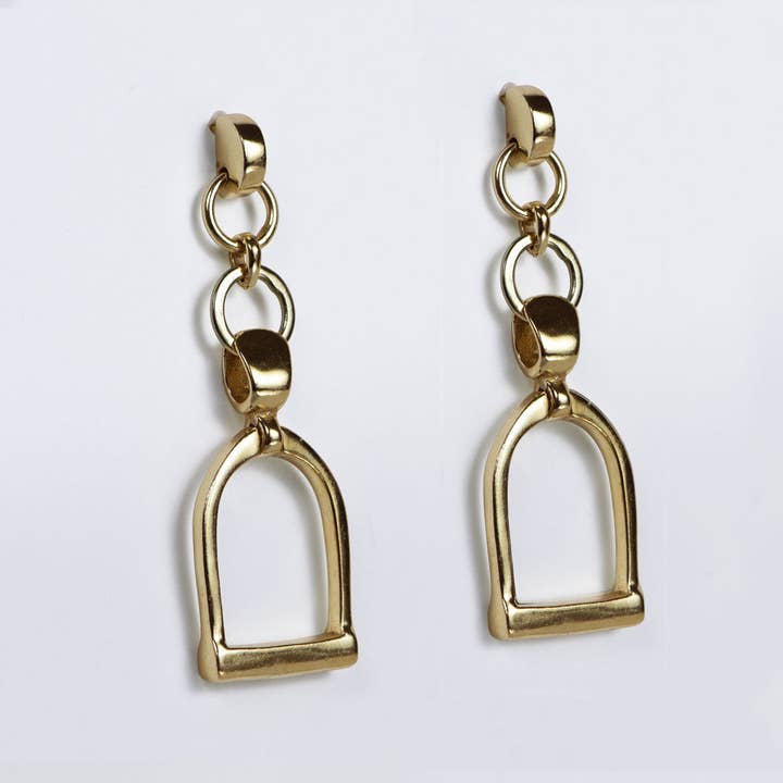 URBAN-EQUESTRIAN - Wholesale Pendant/Charm Necklace - Cortina - Cuban Chain Horse Stirrup Necklace in Gold4